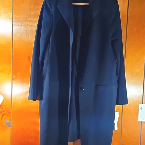 Amanda Smith Woman jacket coat 16W black work shoulder pads double breast layer - Picture 1 of 16